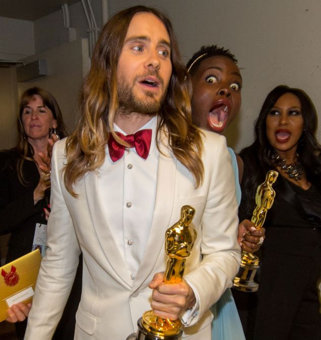 Lupita photo bombs Jared Leto