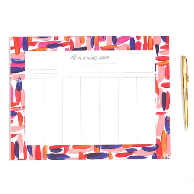 All in a Week’s Work Weekly Calendar Notepad