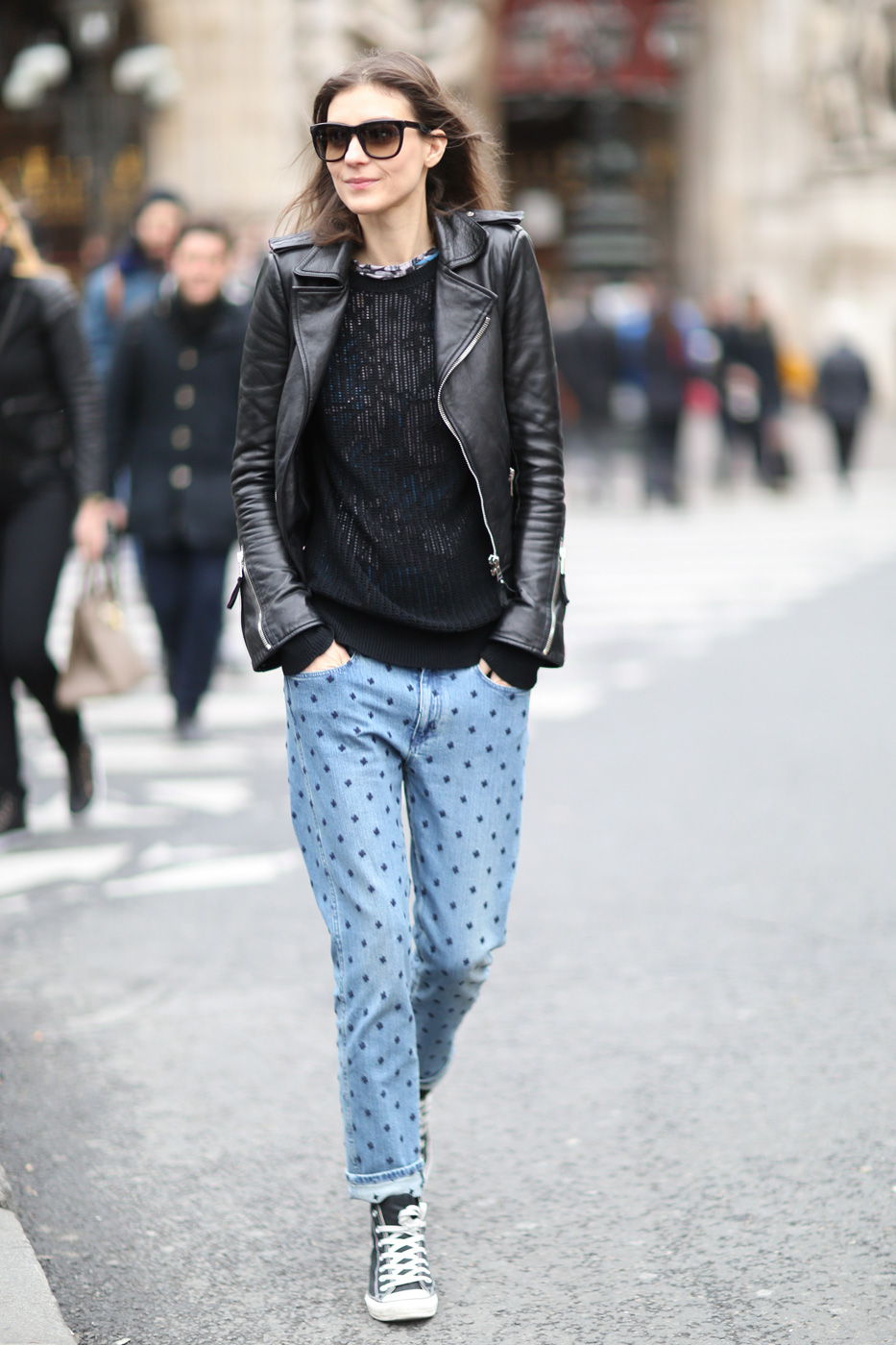 Models in casual outfits.