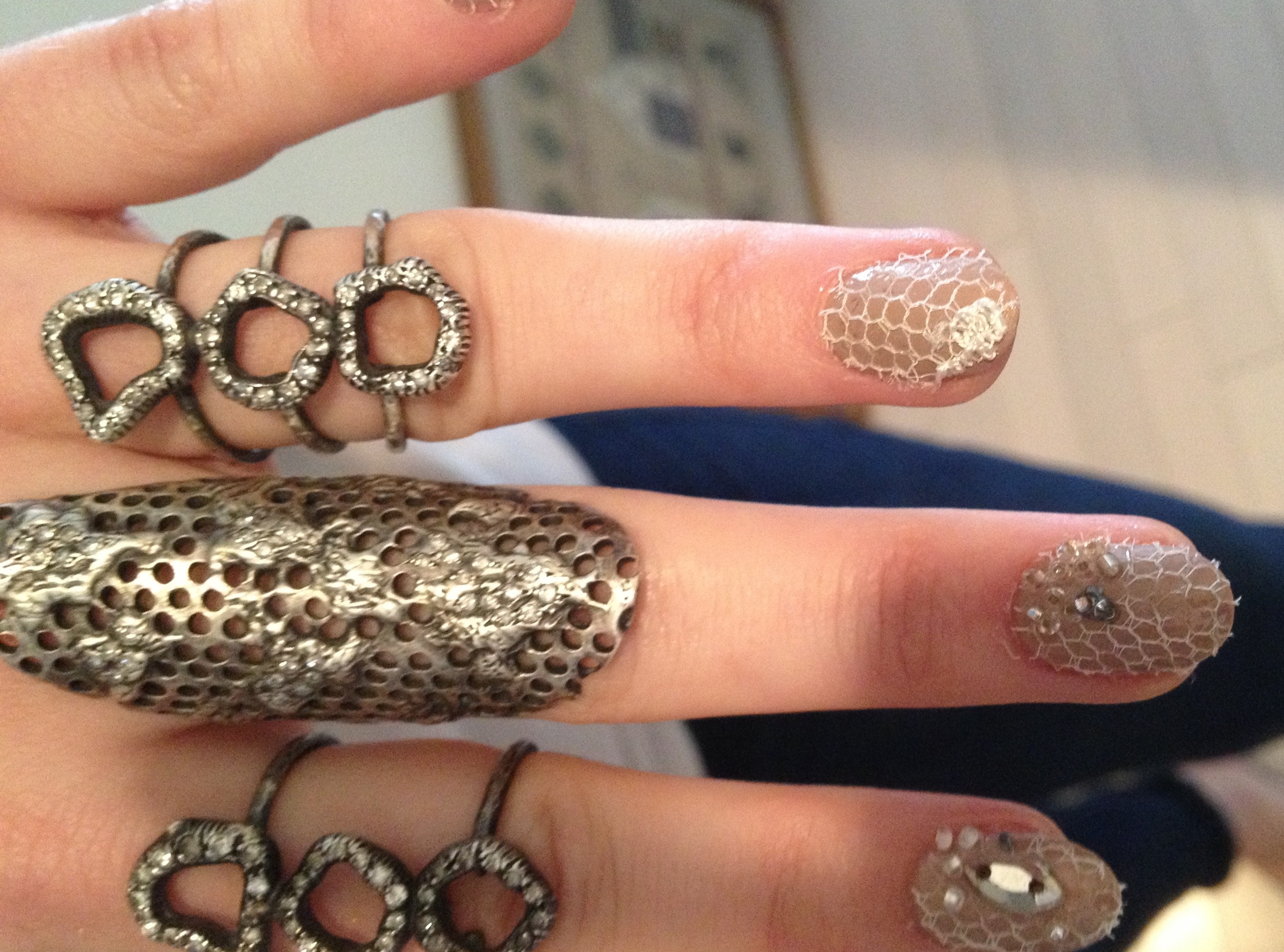 Get Emmy Rossum's Lace Punk Nail Art From the Met Gala