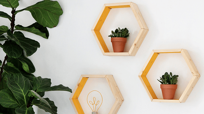 DIY Hexagon Shelves