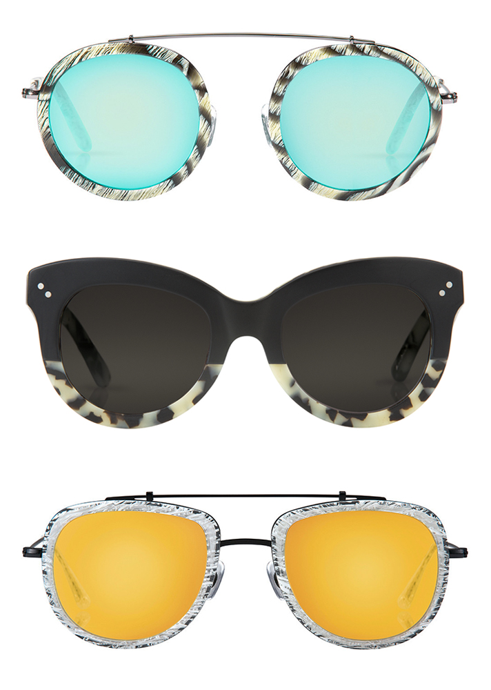 Krewe du Optique Conti Sunglasses, $275; at Krewe du Optique / Krewe du Optique Julia Sunglasses, $195; at Krewe du Optique / Krewe du Optique Breton Sunglasses, $255; at Krewe du Optique