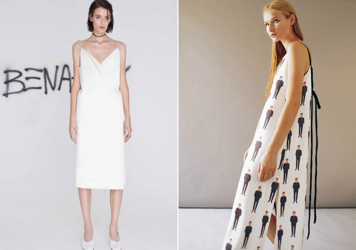 Bevza White Wrap Sundress, $435; at Odivo/Jealousy Printed Straight Dress, $315; at Odivo
