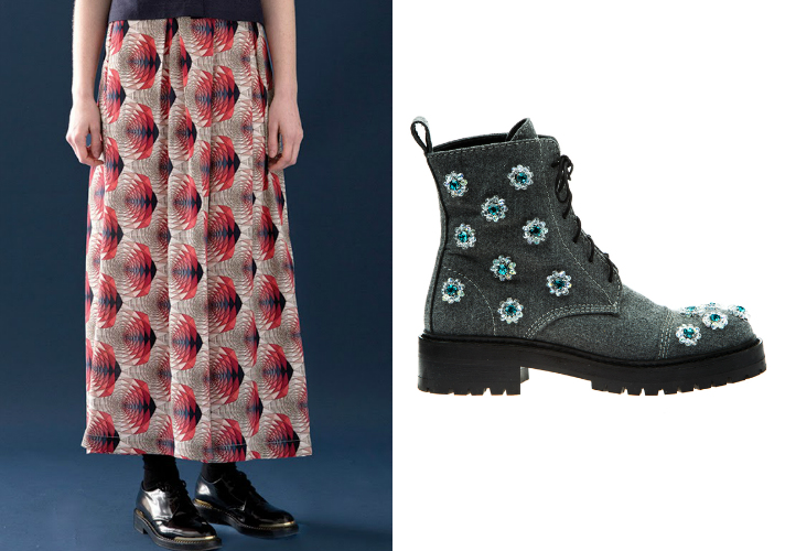 Silvae Brooks Silk Palazzo Pants, $173; at Runway 2 Street/Anouki Hand Embroidered Ankle Boots, $477; at Runway 2 Street