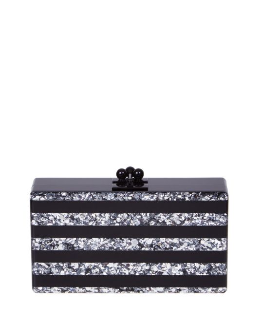 STYLECASTER | Jean Confetti-Striped Box Clutch Bag