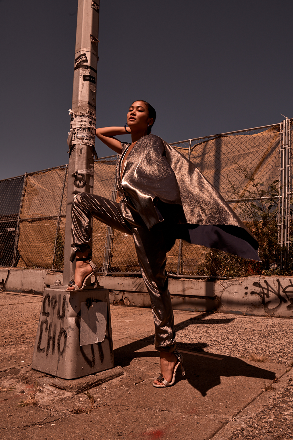 Fall Fashion Trends 2018 | Model in Silver Jumpsuit