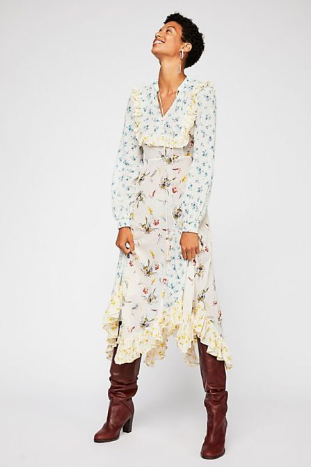 tiMo Bohemian Printed Floral Dress Free People