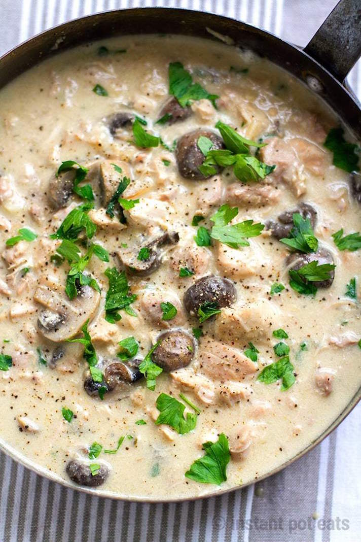 STYLECASTER | 17 Easy Instant Pot Chicken Recipes That'll Save You So Much Time | Creamy Mushroom and Chicken Stew