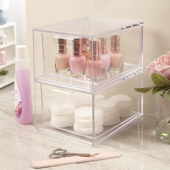 STORi 2-Pack Audrey Stackable Clear Plastic Organizer Drawers Amazon