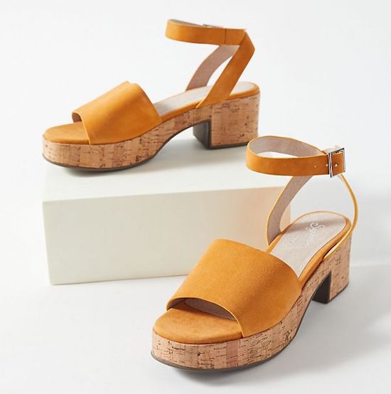 Seychelles Orange Platform Cork Heels