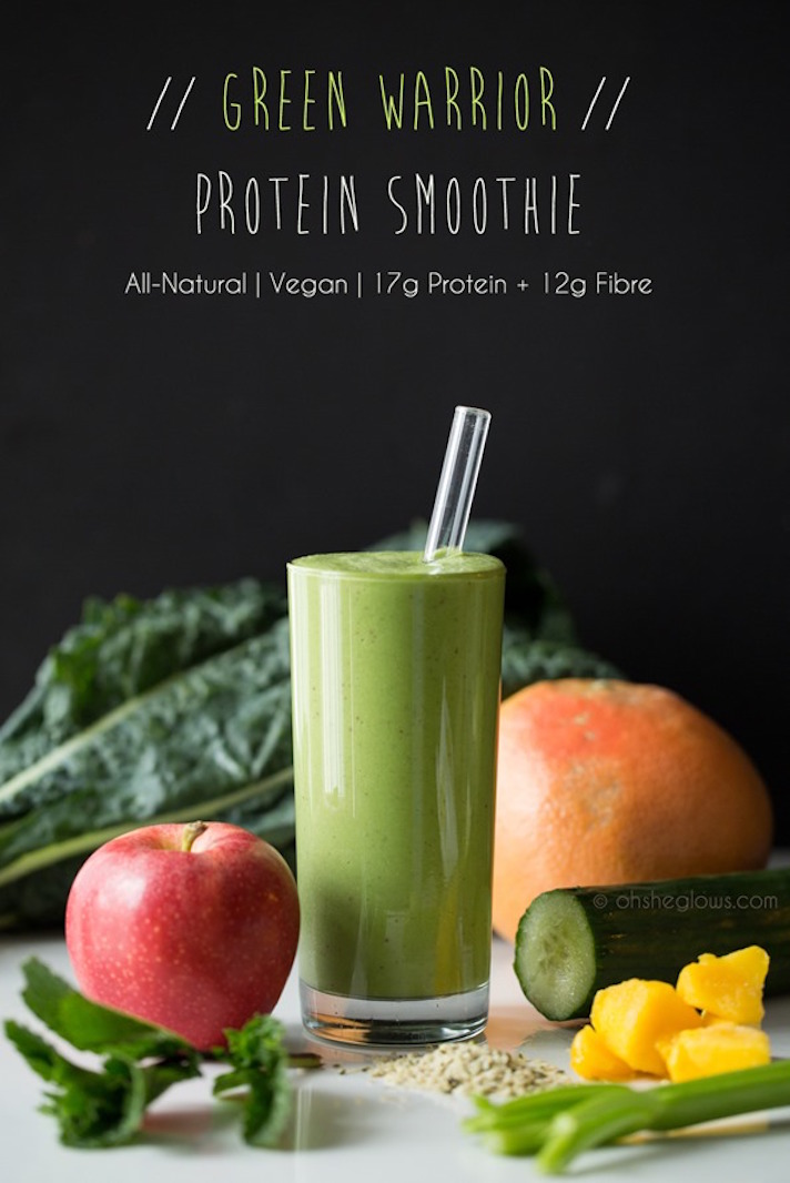 STYLECASTER | 17 High-Protein Vegan Smoothies That'll Keep You Going All Morning | Green Warrior Protein Smoothie