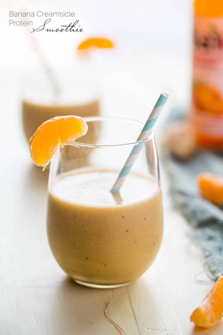 STYLECASTER | 17 High-Protein Vegan Smoothies That'll Keep You Going All Morning | Banana Creamsicle Smoothie