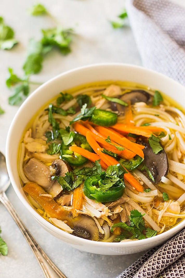 STYLECASTER | 17 Slow-Cooker Recipes That Are Perfect For Sick Days | Asian Chicken Noodle Soup