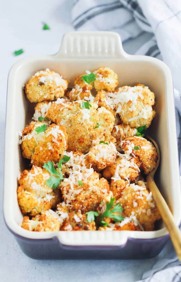STYLECASTER | 17 Winter Vegetable Recipes That Will Make You Feel Great | Garlic Parmesan Cauliflower