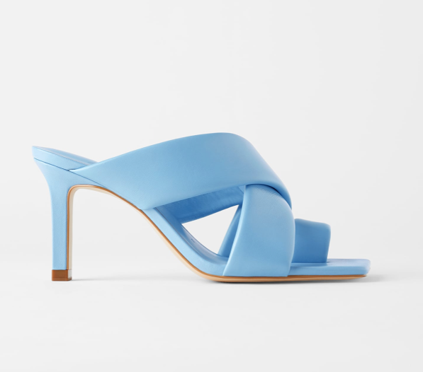 zara spring 2020 blue padded sandals