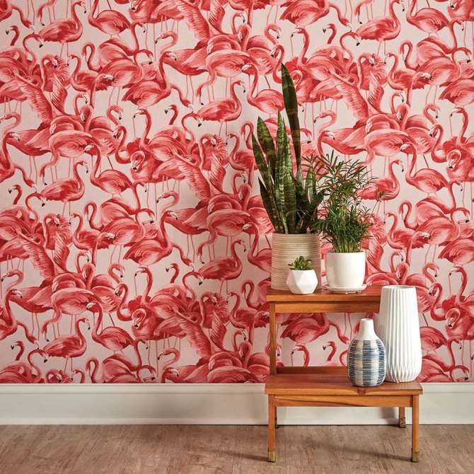 STYLECASTER | Peel and Stick Wallpapers | flamingo wallpaper
