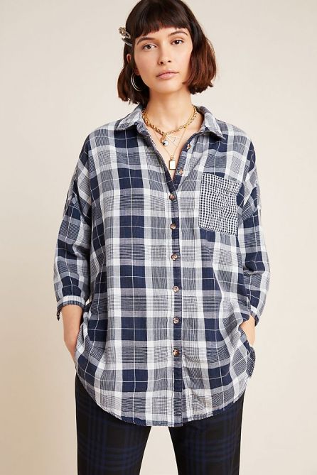 STYLECASTER | Anthropologie Sale April 2020 | plaid buttondown