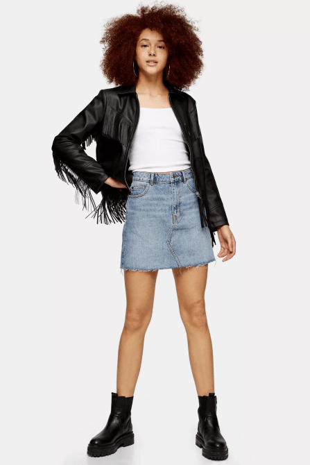 STYLECASTER | Topshop Sale April 2020 | denim mini skirt