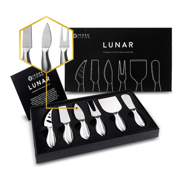 LUNAR Premium 6-Piece Cheese Knife Set
