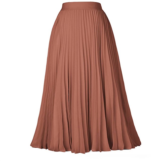 Kate Kasin Women's High Waist Pleated A-Line Swing Skirt