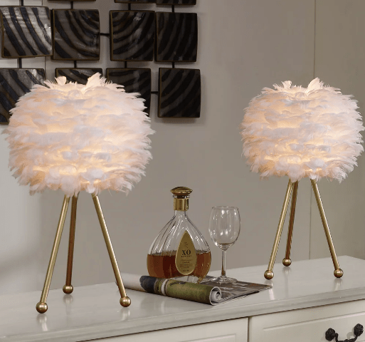 white feather lamps
