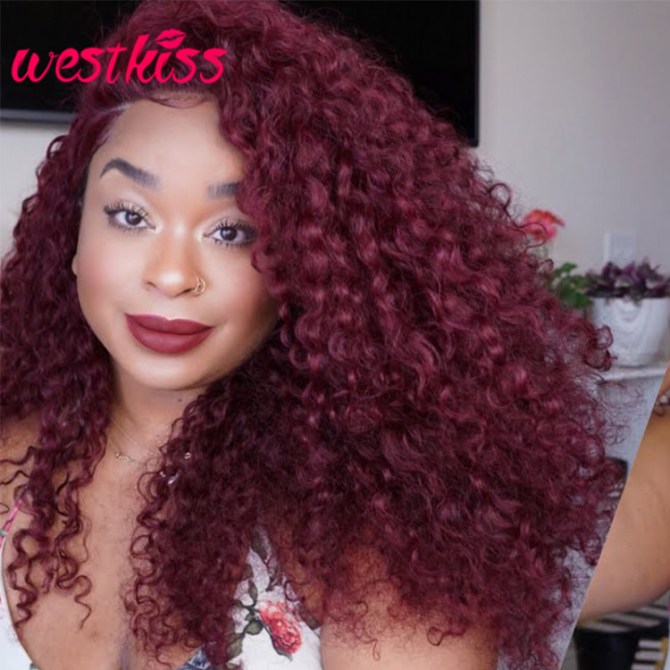 99J Pre Colored Wigs Deep Wave Lace Front Wigs Customized Burgundy Deep Weave Frontal Wigs