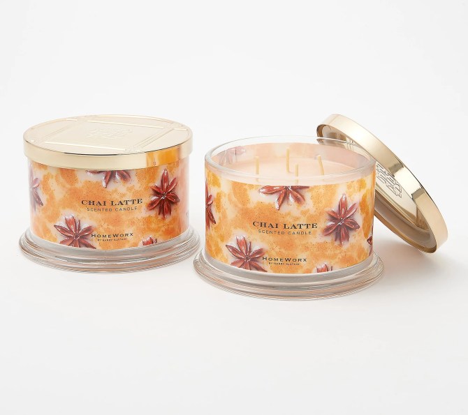 HomeWorx by Slatkin & Co. S/2 Chai Latte 18oz Candles QVC