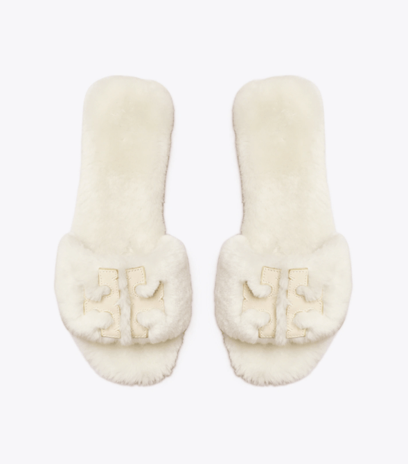 Tory Burch Double T Shearling Slide