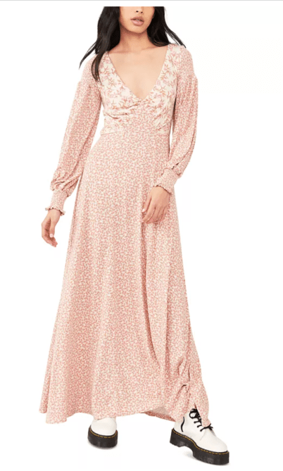 Love Story Floral-Print Open-Back Maxi Dress