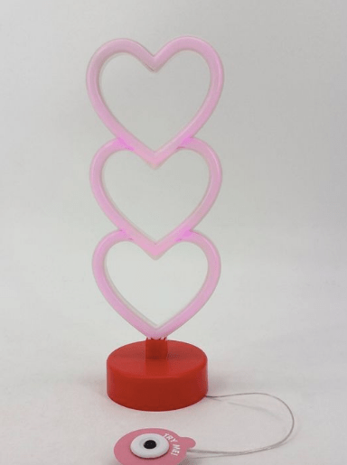 Neon Lit Tabletop Valentine's Day Heart Sign Pink