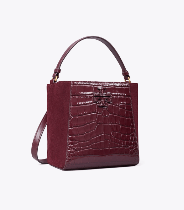 Small McGraw Embossed Bucket Bag Tory Burch