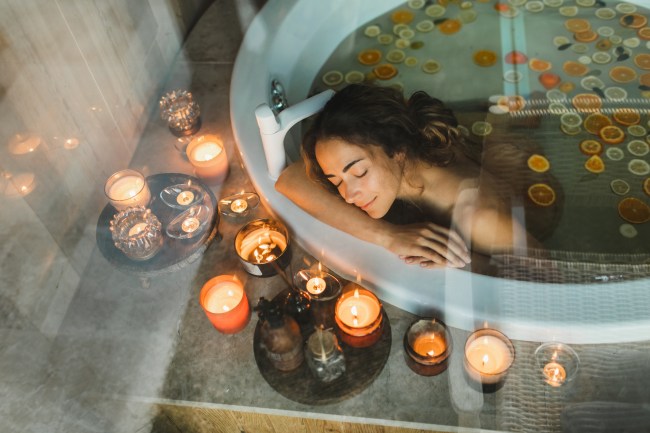 Woman taking full moon bath