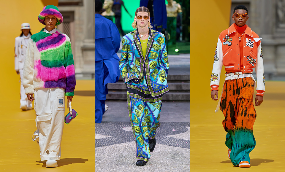 The spring 2023 men's runways displayed a wide array of colorful looks
