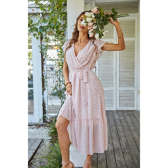 PRETTYGARDEN Floral Wrap Dress