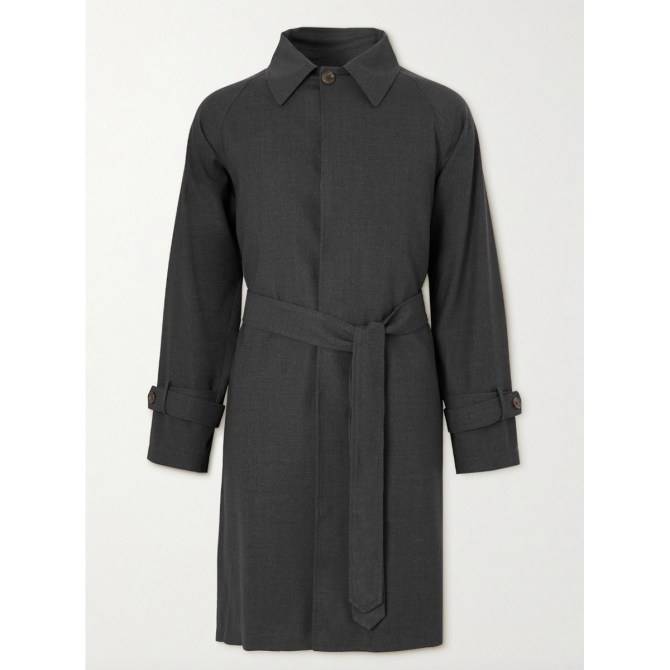 STOFFA Belted Wool Trench Coat 