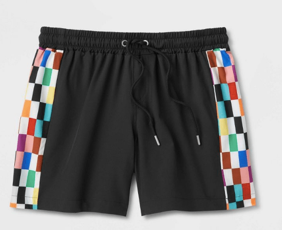 Pride Adult Rainbow Check Swim Shorts