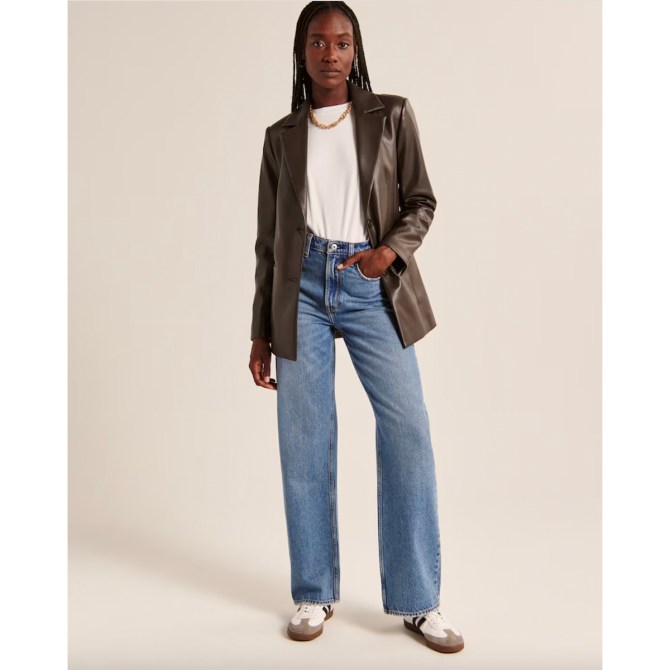 Abercrombie Vegan Leather Blazer