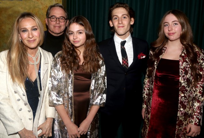 Matthew Broderick, Sarah Jessica Parker, Tabitha Hodge Broderick, James Wilkie Broderick, and Marion Loretta Elwell Broderick. 
