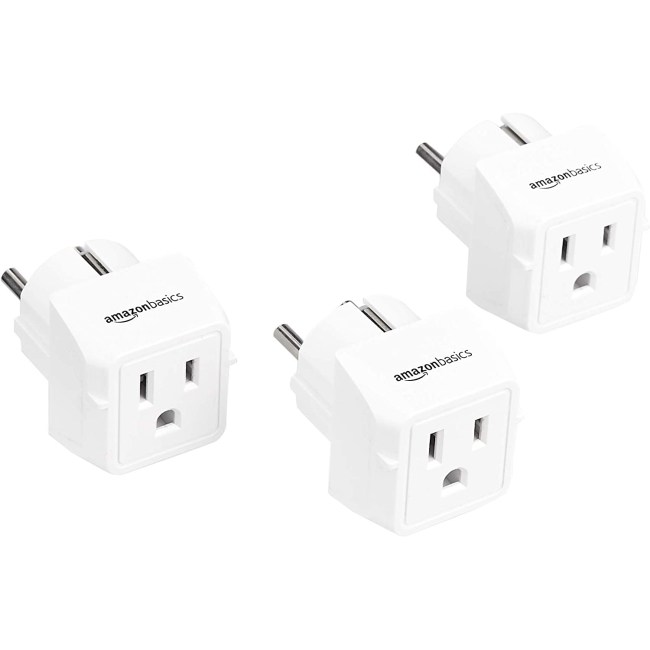 Amazon Basics 3-Pack Travel Plug Adapter Type