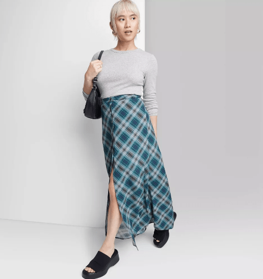 Women's Button-Front Printed Midi Skirt - Wild Fable™