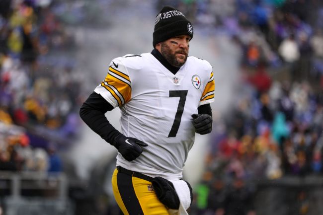 Quarterback Ben Roethlisberger #7 of the Pittsburgh Steelers takes the field before playing against the Baltimore Ravens at M&T Bank Stadium on January 09, 2022 in Baltimore, Maryland.