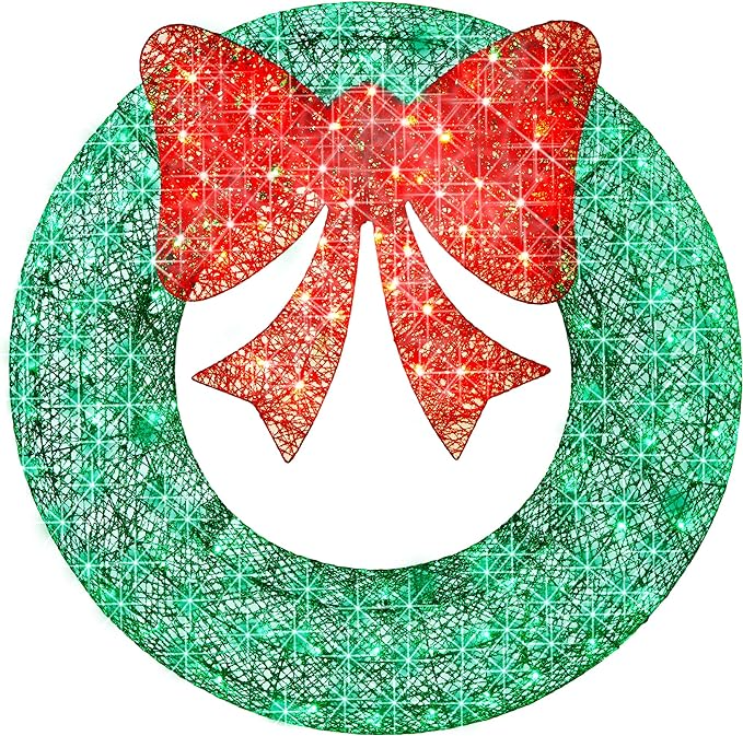Best Choice Products 48in Pre-Lit Outdoor Christmas Wreath Decoration