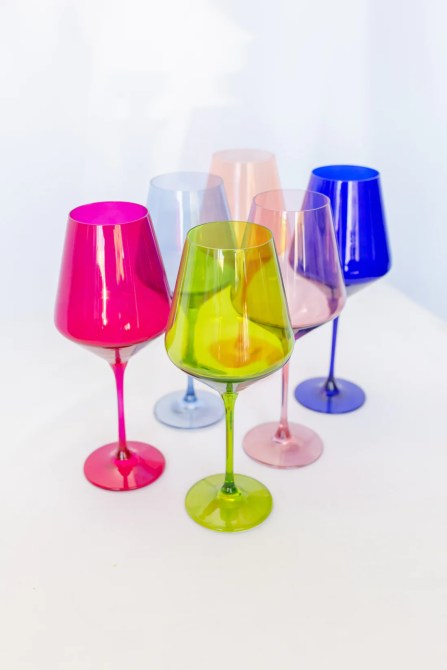 Estelle Colored Glass Mixed Stemware Set