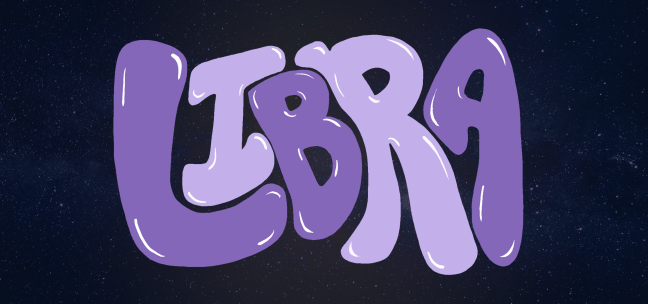 "Libra" laid over a starry sky