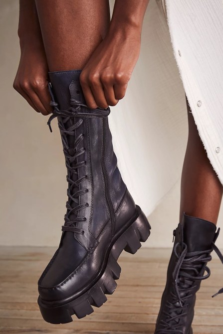 Prada Combat Boot Lookalikes: Free People Jones Lug Sole Lace Up Boots