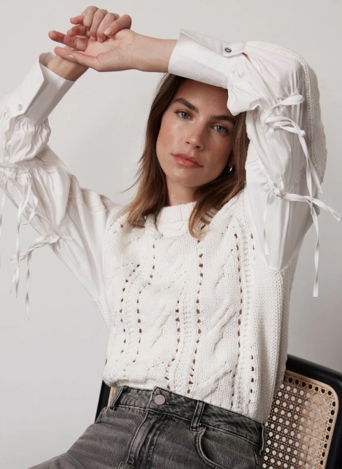 Mint Velvet Cream Loose Knit Jumper