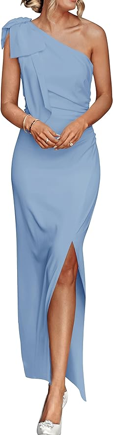 PRETTYGARDEN Women's One-Shoulder Wedding Guest Maxi Dress