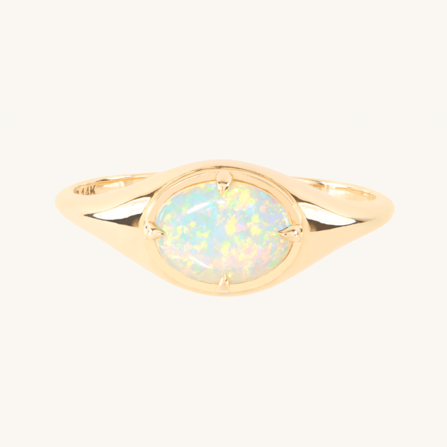 14k gold opal signet ring.
