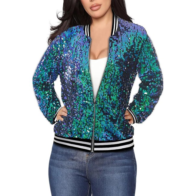 Yutuwomsfushi Sequin Jacket Bomber