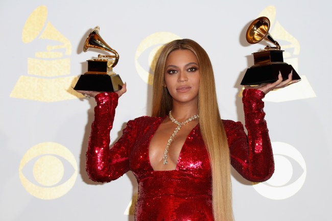 Singer Beyonce, winner of Best Urban Contemporary Album for 'Lemonade' and Best Music Video for 'Formation,' poses in the press room during The 59th GRAMMY Awards at STAPLES Center on February 12, 2017 in Los Angeles, California.